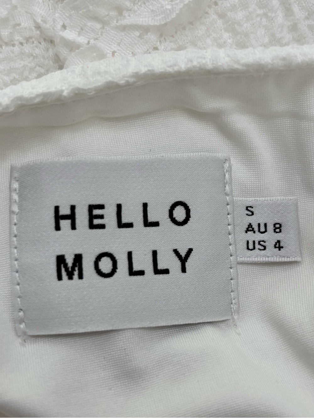 Hello Molly Stretch Ruffle White Mini Dress Size 4 Small Graduation - Picture 3 of 3